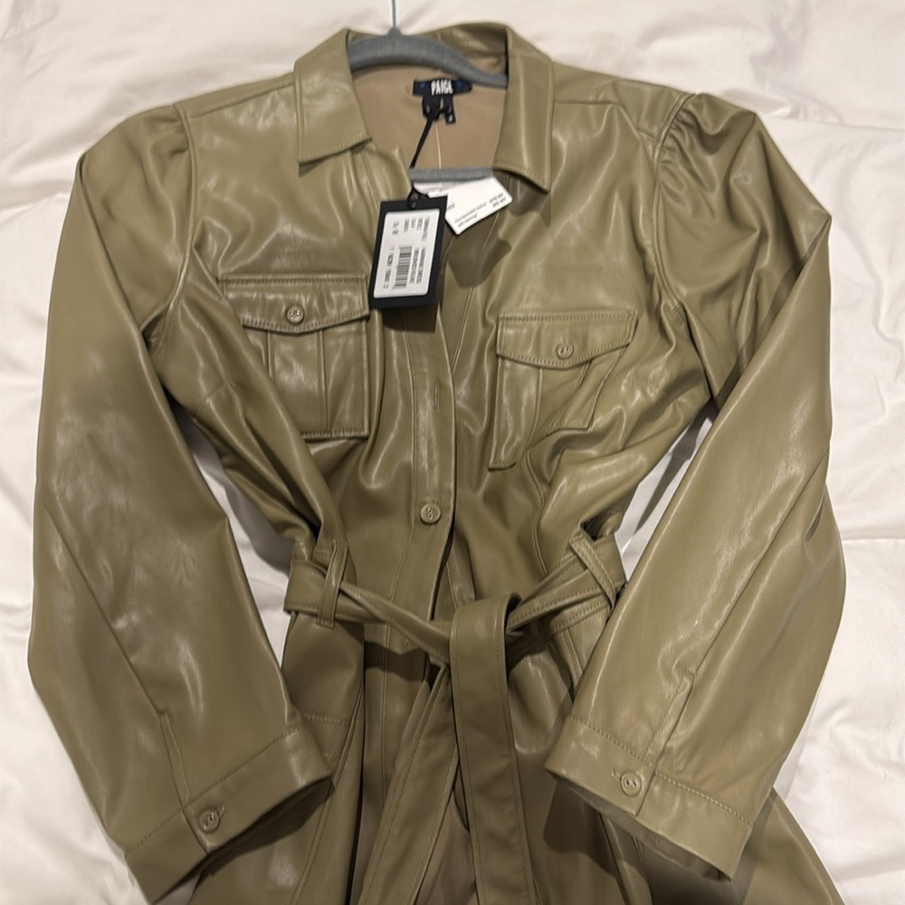 PAIGE Faux Leather Dress
Brushed Olive Color
New with tags!